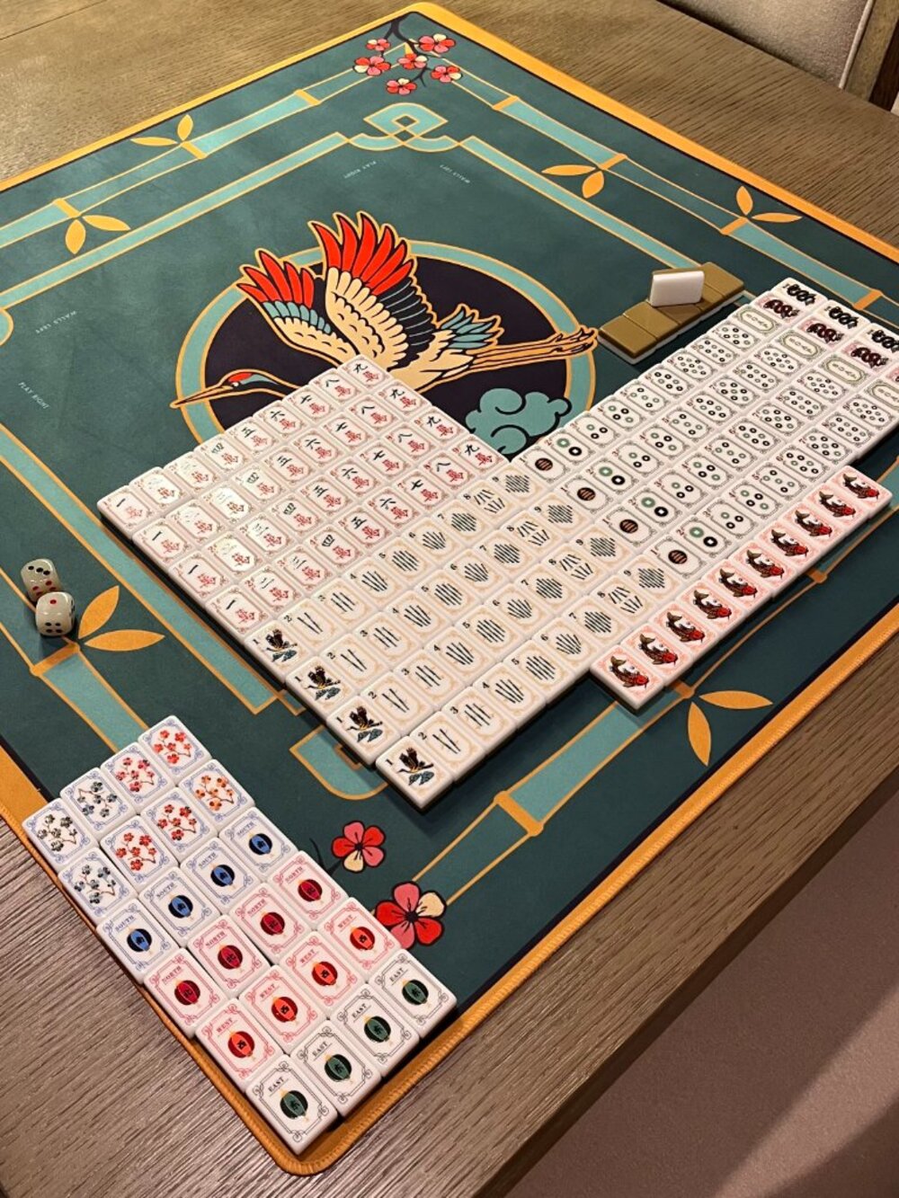 Designer Inspired American Mahjong Set - Tiles, Mat, Dice with Koi Cranes - Picture 17 of 17